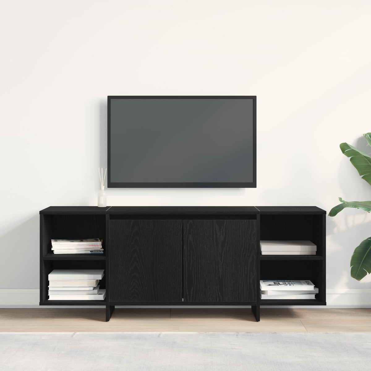 vidaXL TV Cabinet 130 x 35 x 50 cm Black Oak Engineered Wood