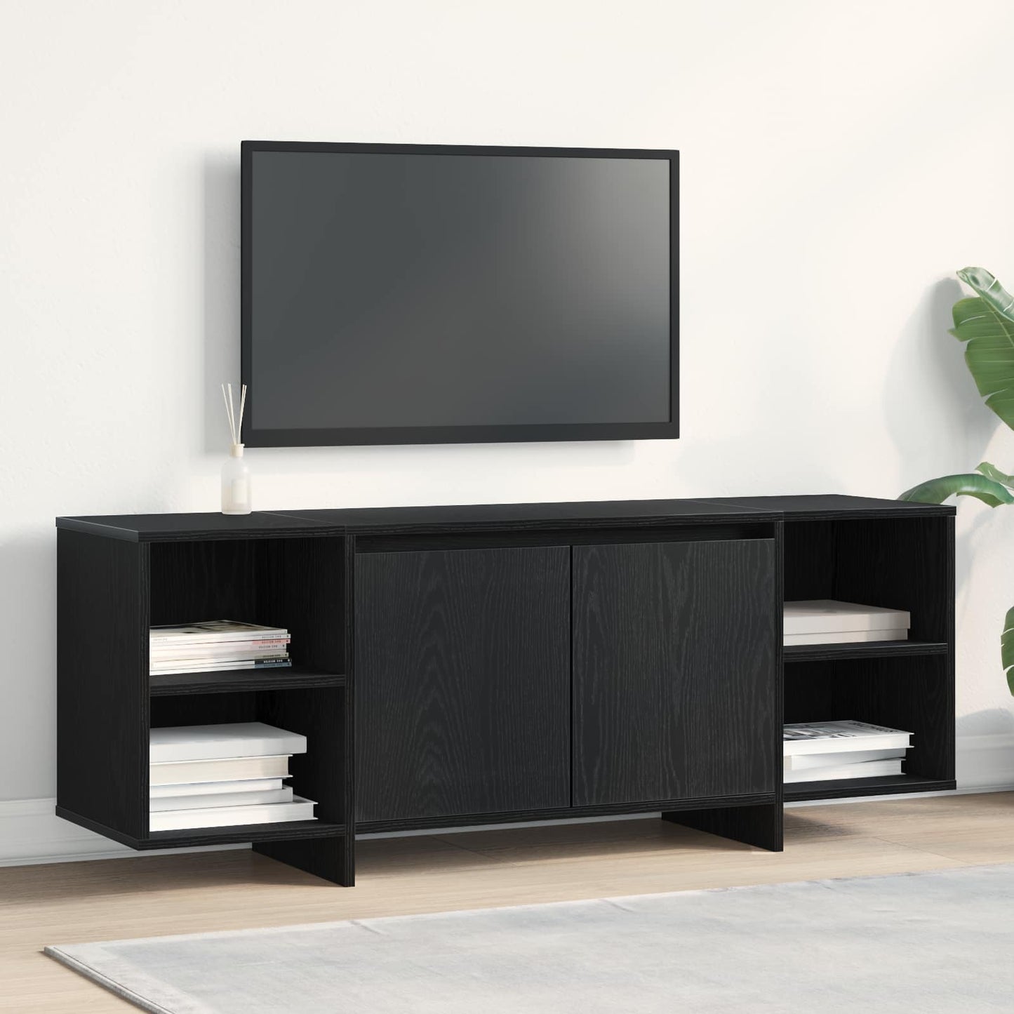 vidaXL TV Cabinet 130 x 35 x 50 cm Black Oak Engineered Wood
