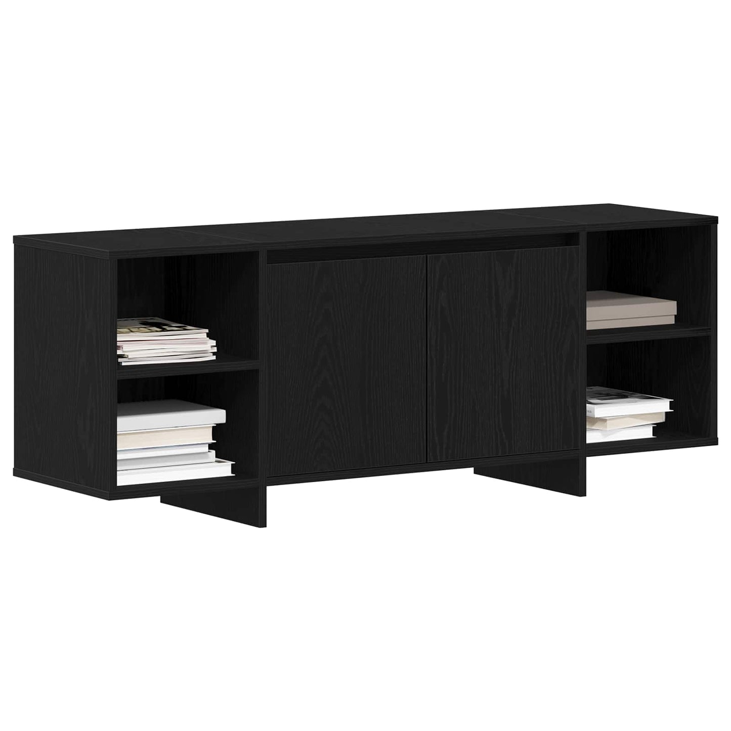 vidaXL TV Cabinet 130 x 35 x 50 cm Black Oak Engineered Wood