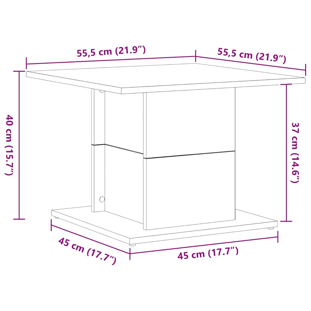 vidaXL Coffee Table Black Oak 55.5 x 55.5 x 40 cm Engineered Wood