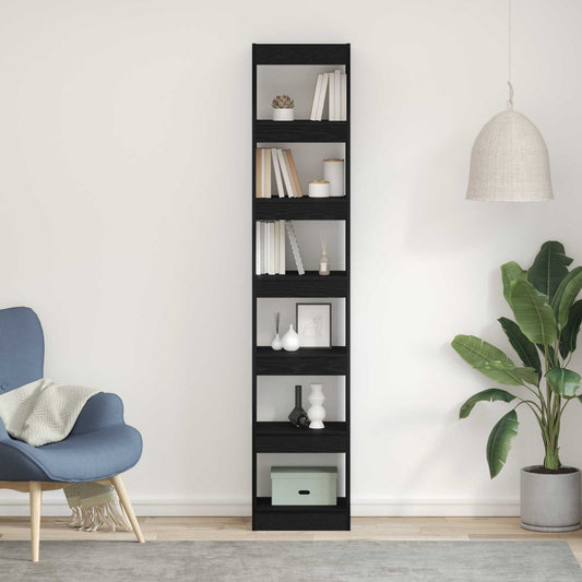 vidaXL Book Cabinet 6-Tier 40 x 30 x 198 cm Engineered Wood Black Oak