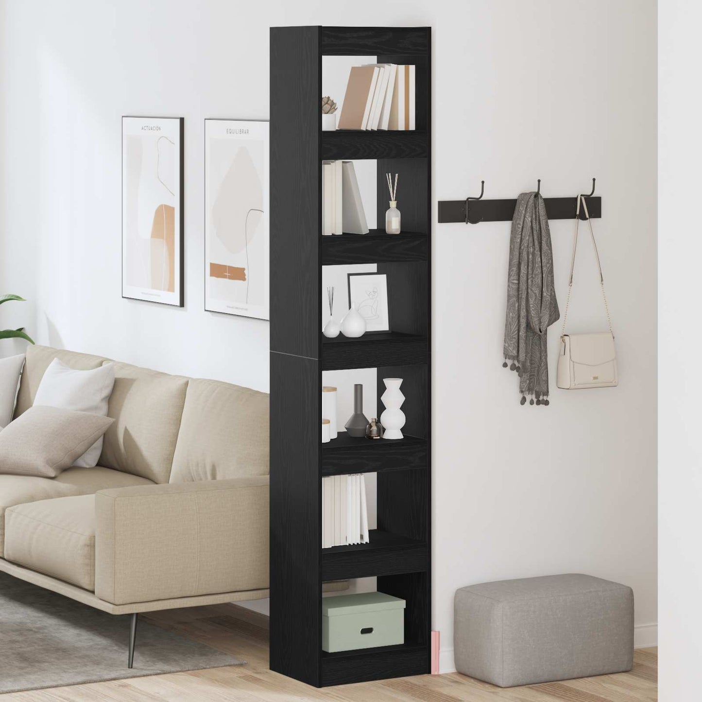 vidaXL Book Cabinet Black Oak 40 x 30 x 198 cm Engineered Wood
