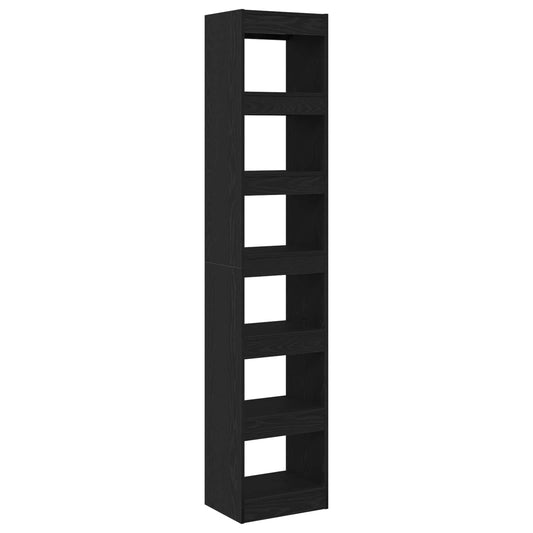 vidaXL Book Cabinet 6-Tier 40 x 30 x 198 cm Engineered Wood Black Oak