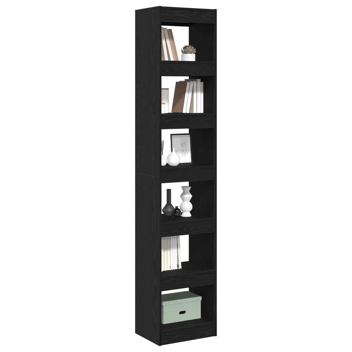 vidaXL Book Cabinet 6-Tier 40 x 30 x 198 cm Engineered Wood Black Oak