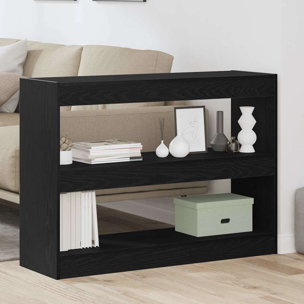 vidaXL Bookcase 2-Tier 100 x 30 x 72 cm Engineered Wood Black Oak