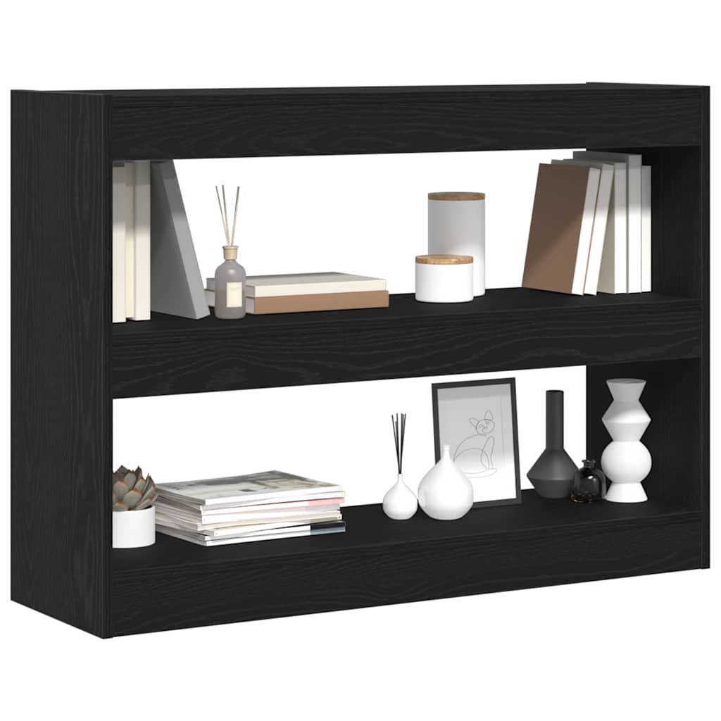 vidaXL Bookcase 2-Tier 100 x 30 x 72 cm Engineered Wood Black Oak