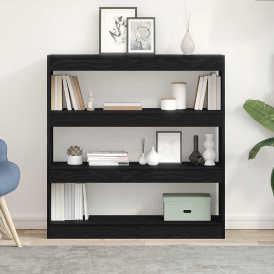 vidaXL Book Cabinet 3-Tier 100 x 30 x 103 cm Engineered Wood Black Oak