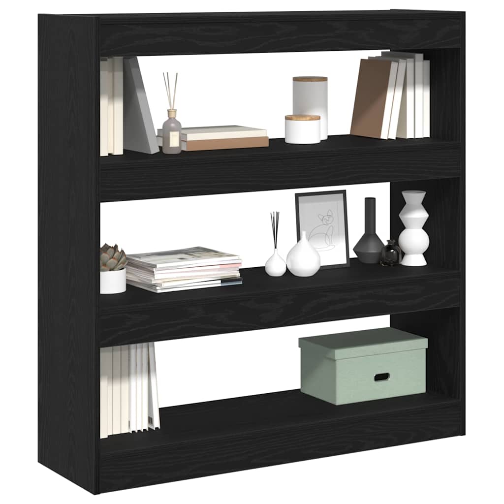 vidaXL Book Cabinet 3-Tier 100 x 30 x 103 cm Engineered Wood Black Oak