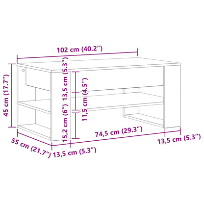 vidaXL Coffee Table Black Oak 102 x 55 x 45 cm Engineered Wood