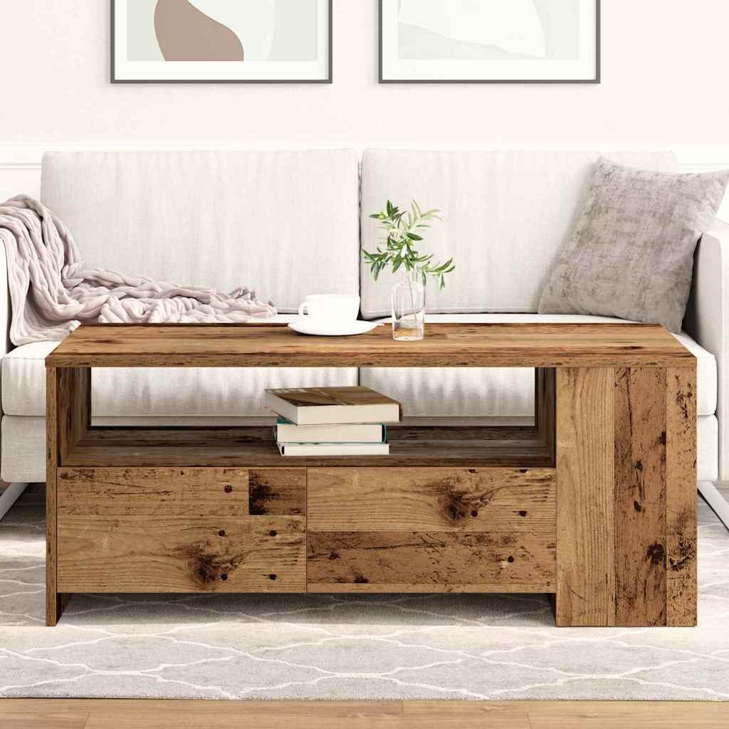 vidaXL Coffee Table Old Wood 102 x 55 x 43.5 cm Engineered Wood
