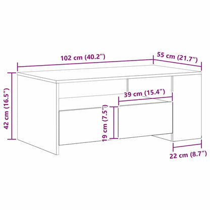 vidaXL Coffee Table Old Wood 102 x 55 x 43.5 cm Engineered Wood