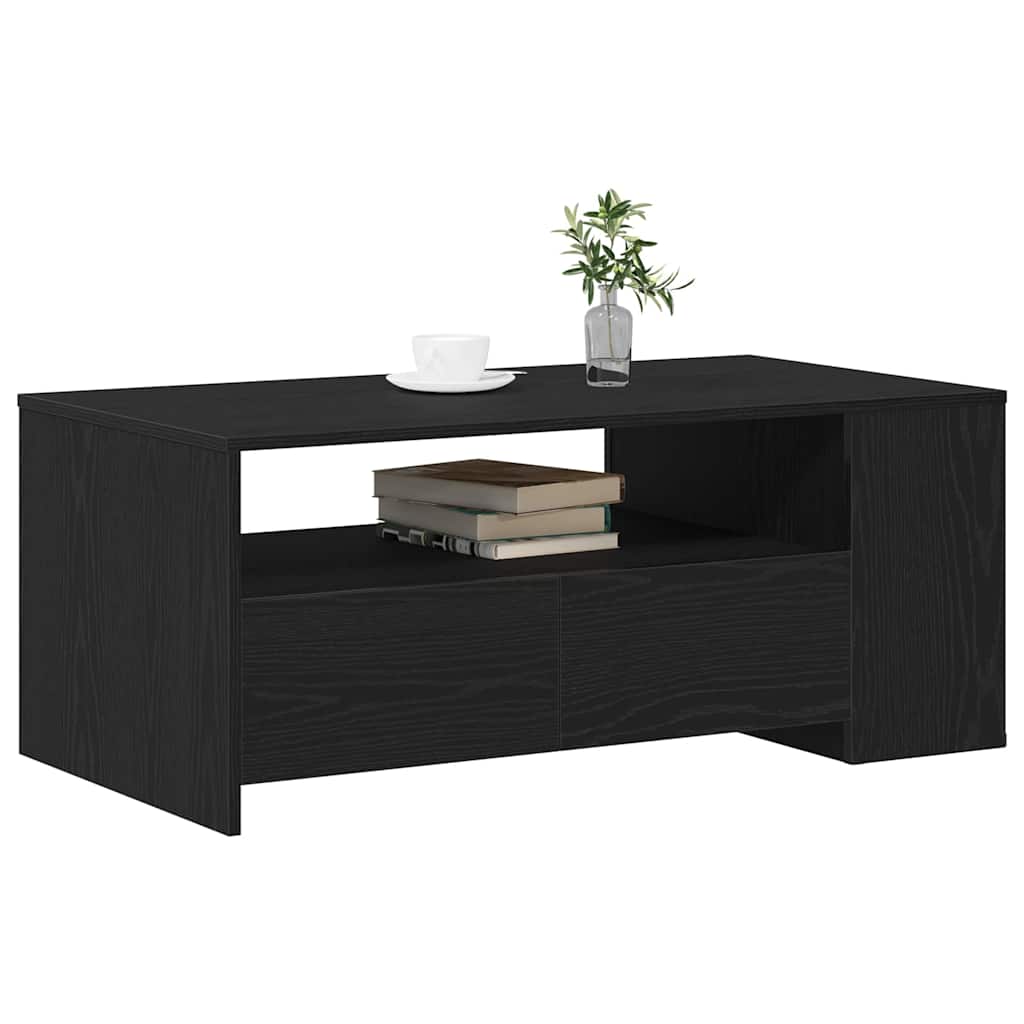 vidaXL Coffee Table Black Oak 102 x 55 x 43.5 cm Engineered Wood