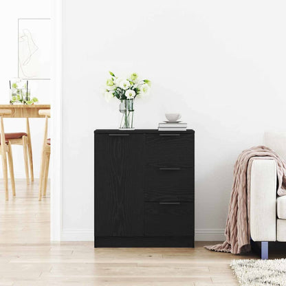 vidaXL Sideboard with Drawer Black Oak 60 x 30 x 70 cm Engineered Wood