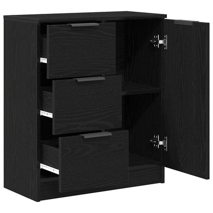 vidaXL Sideboard with Drawer Black Oak 60 x 30 x 70 cm Engineered Wood