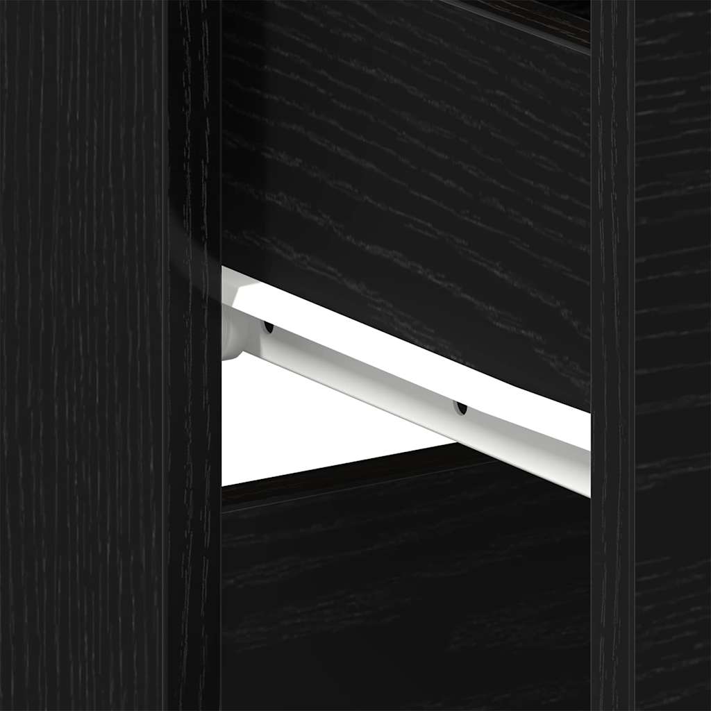 vidaXL Bedside Cabinet Black Oak 40 x 35 x 65 cm Engineered Wood