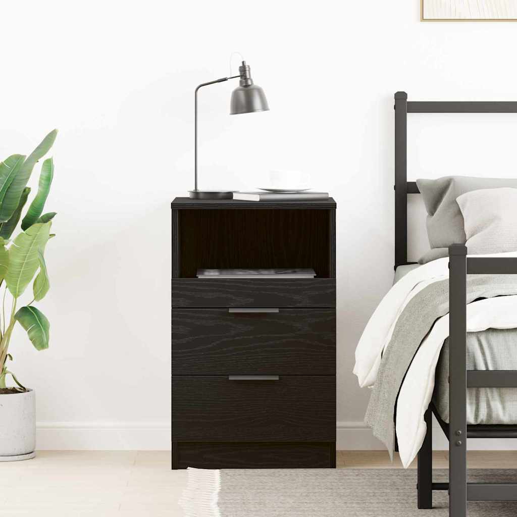 vidaXL Bedside Cabinet Black Oak 40 x 35 x 65 cm Engineered Wood