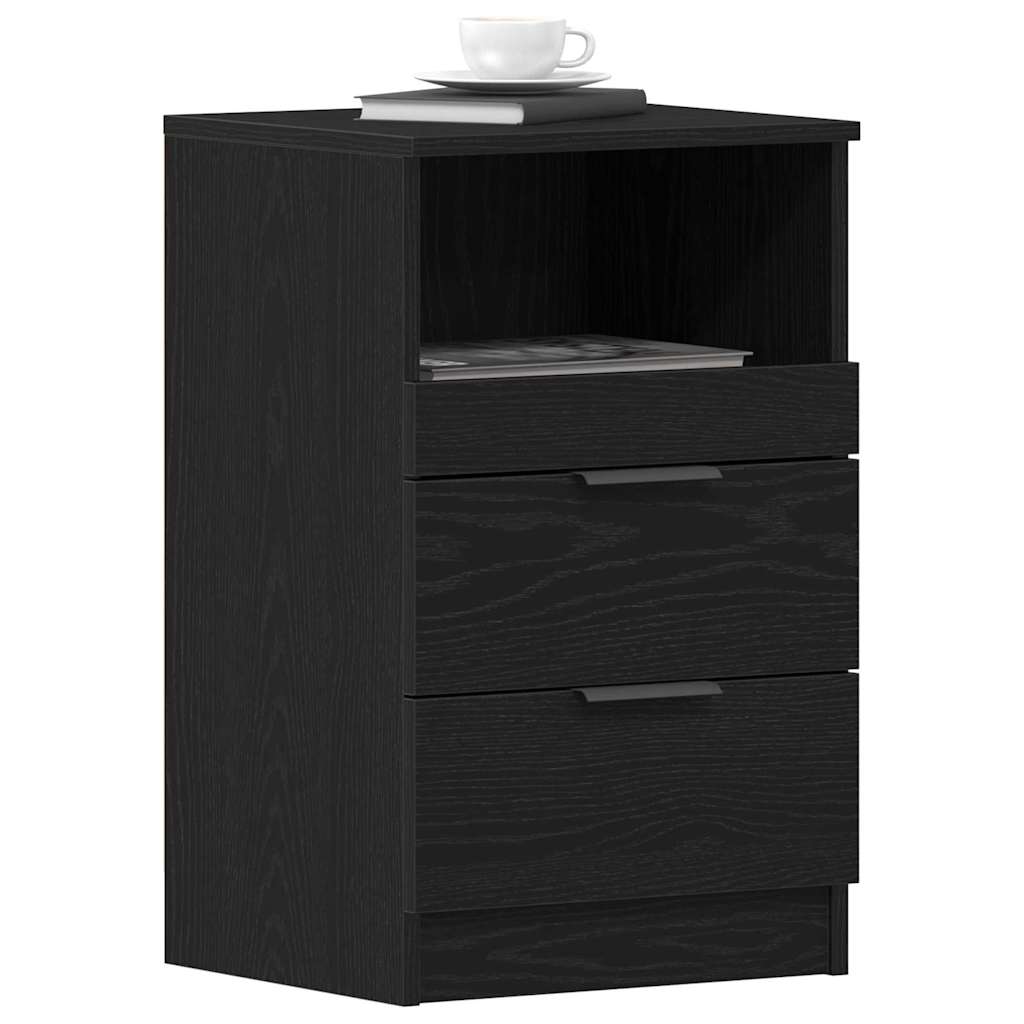 vidaXL Bedside Cabinet Black Oak 40 x 35 x 65 cm Engineered Wood