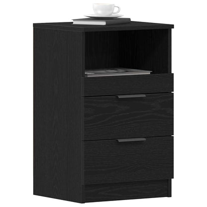 vidaXL Bedside Cabinet Black Oak 40 x 35 x 65 cm Engineered Wood