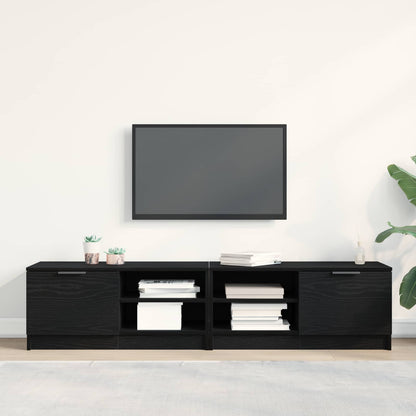 vidaXL TV Cabinet 2 pcs Black Oak 80 x 35 x 36.5 cm Engineered Wood