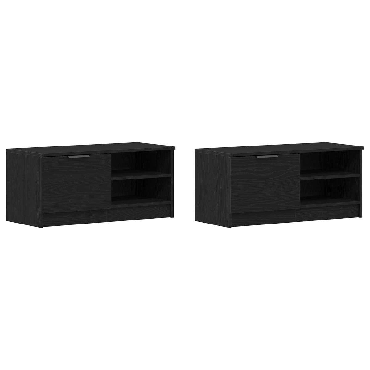 vidaXL TV Cabinet 2 pcs Black Oak Engineered Wood