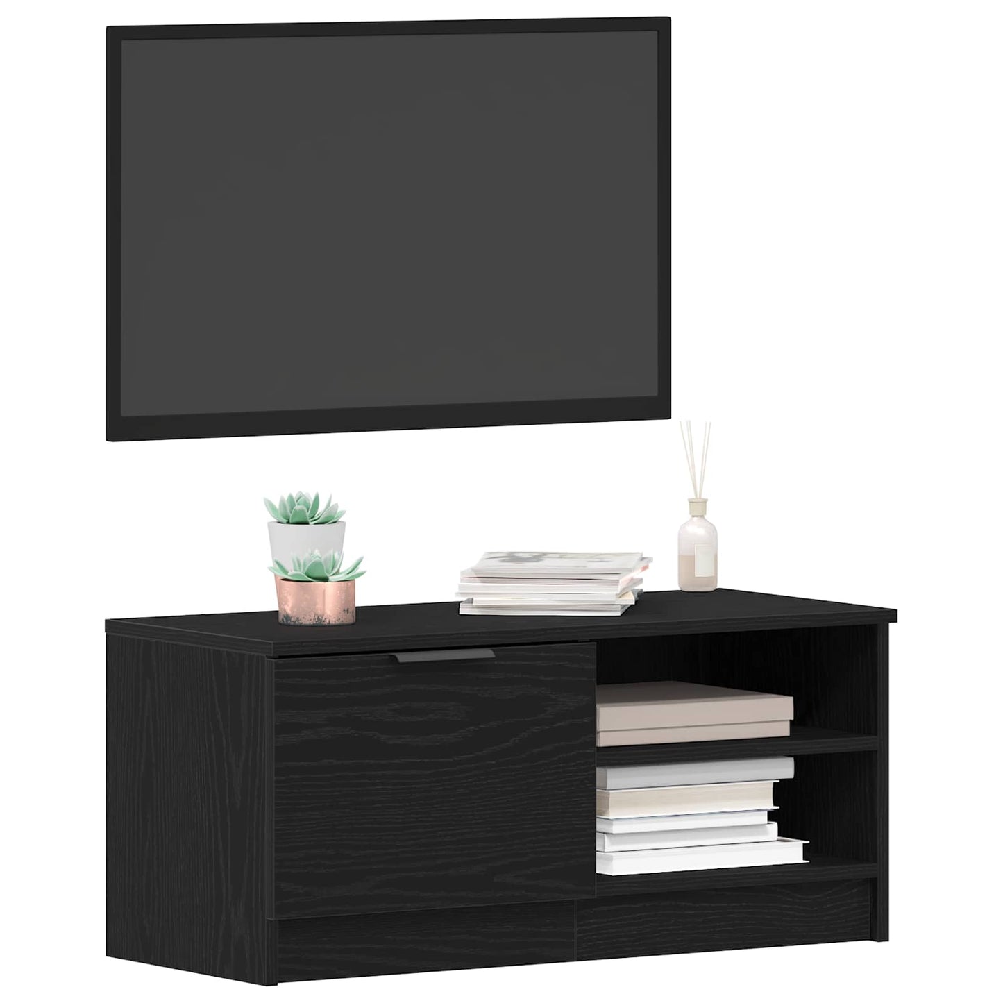 vidaXL TV Cabinet 2 pcs Black Oak 80 x 35 x 36.5 cm Engineered Wood