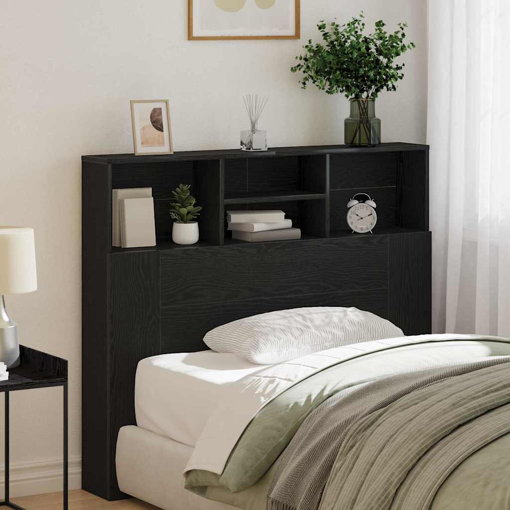 vidaXL Headboard Cabinet Black Oak 120 x 19 x 103.5 cm Engineered Wood
