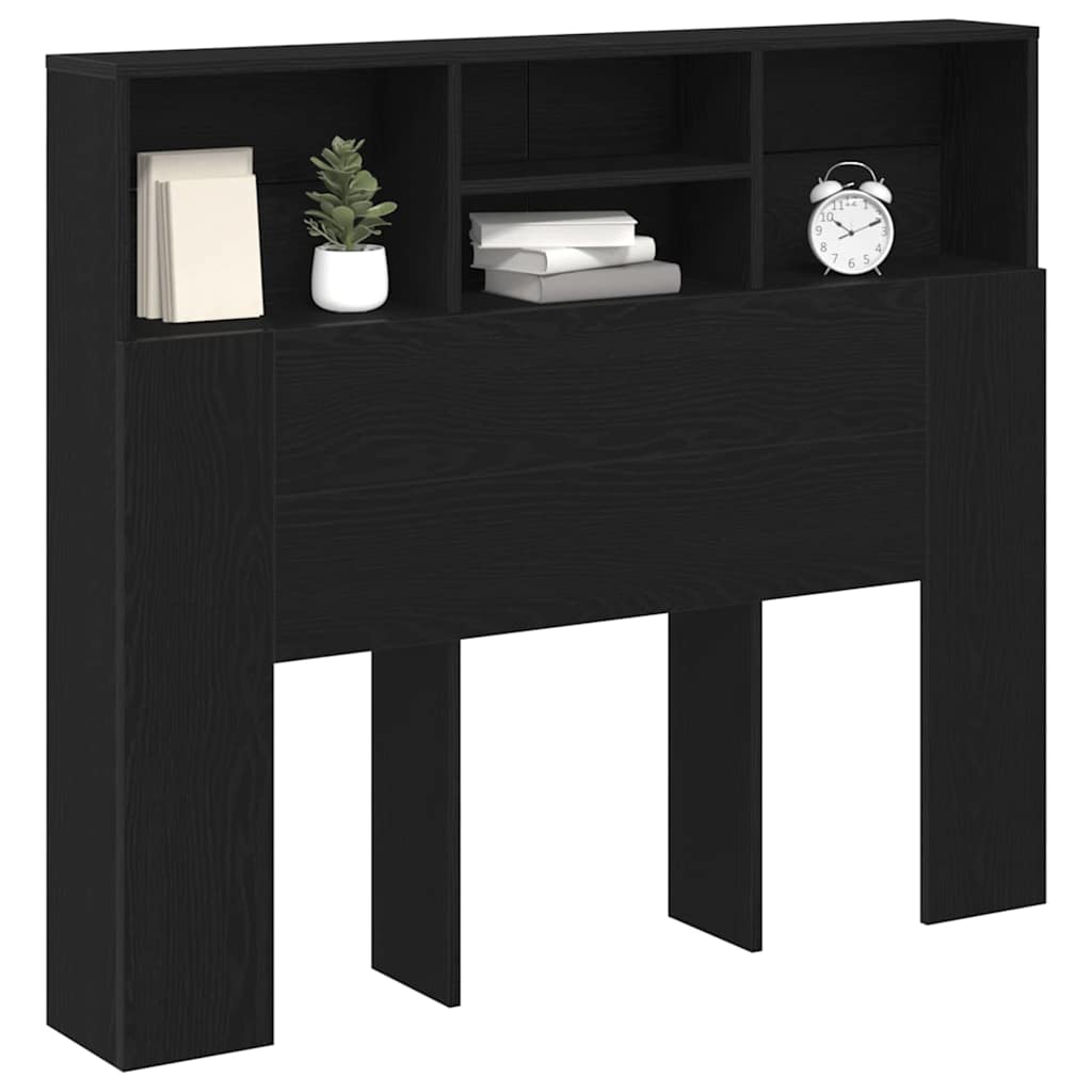 vidaXL Headboard Cabinet Black Oak 120 x 19 x 103.5 cm Engineered Wood