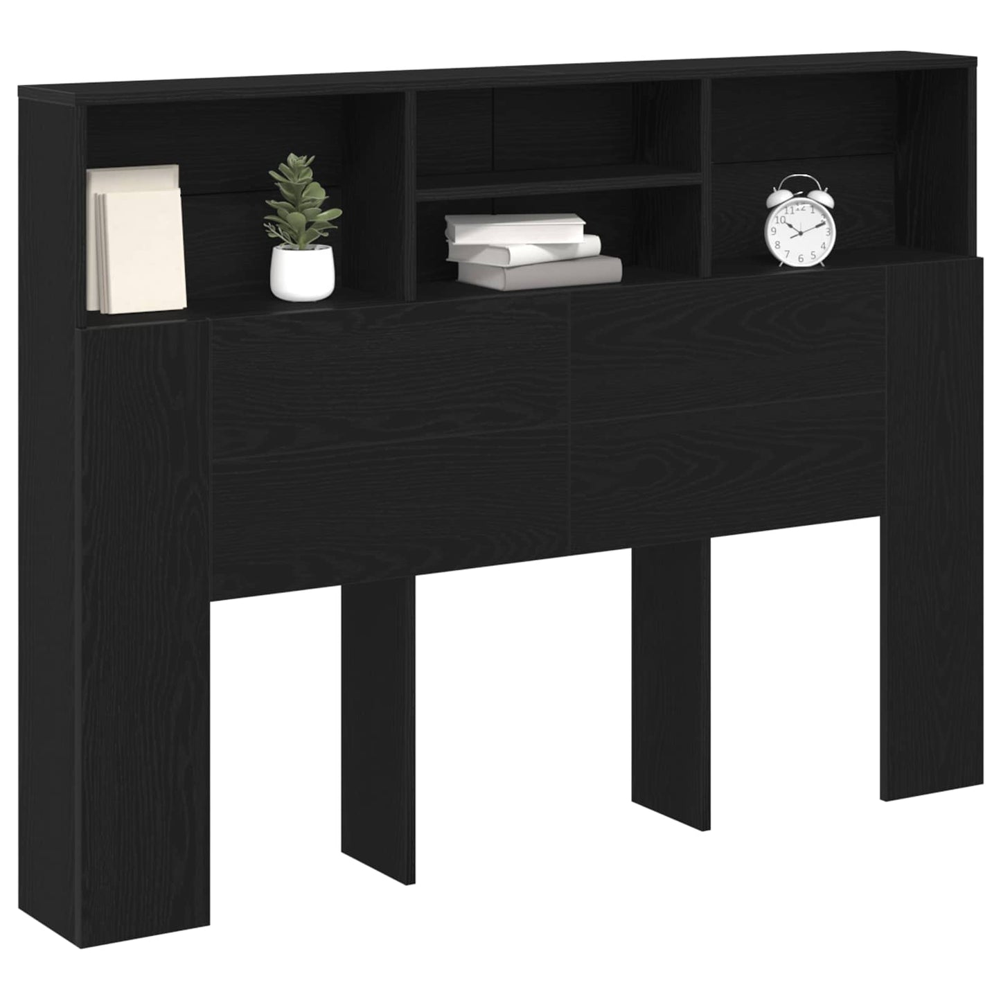 vidaXL Headboard Cabinet Black Oak 140 x 19 x 103.5 cm Engineered Wood