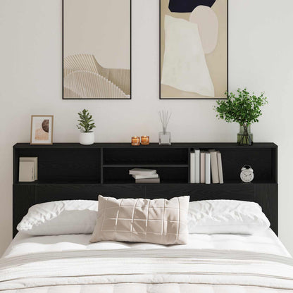 vidaXL Headboard Cabinet Black Oak 200 x 19 x 103.5 cm Engineered Wood