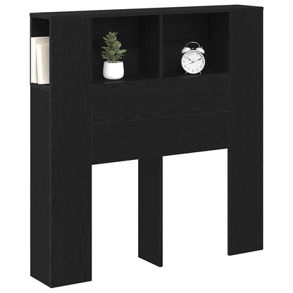 vidaXL Headboard Cabinet with Shelf Black Oak Engineered Wood