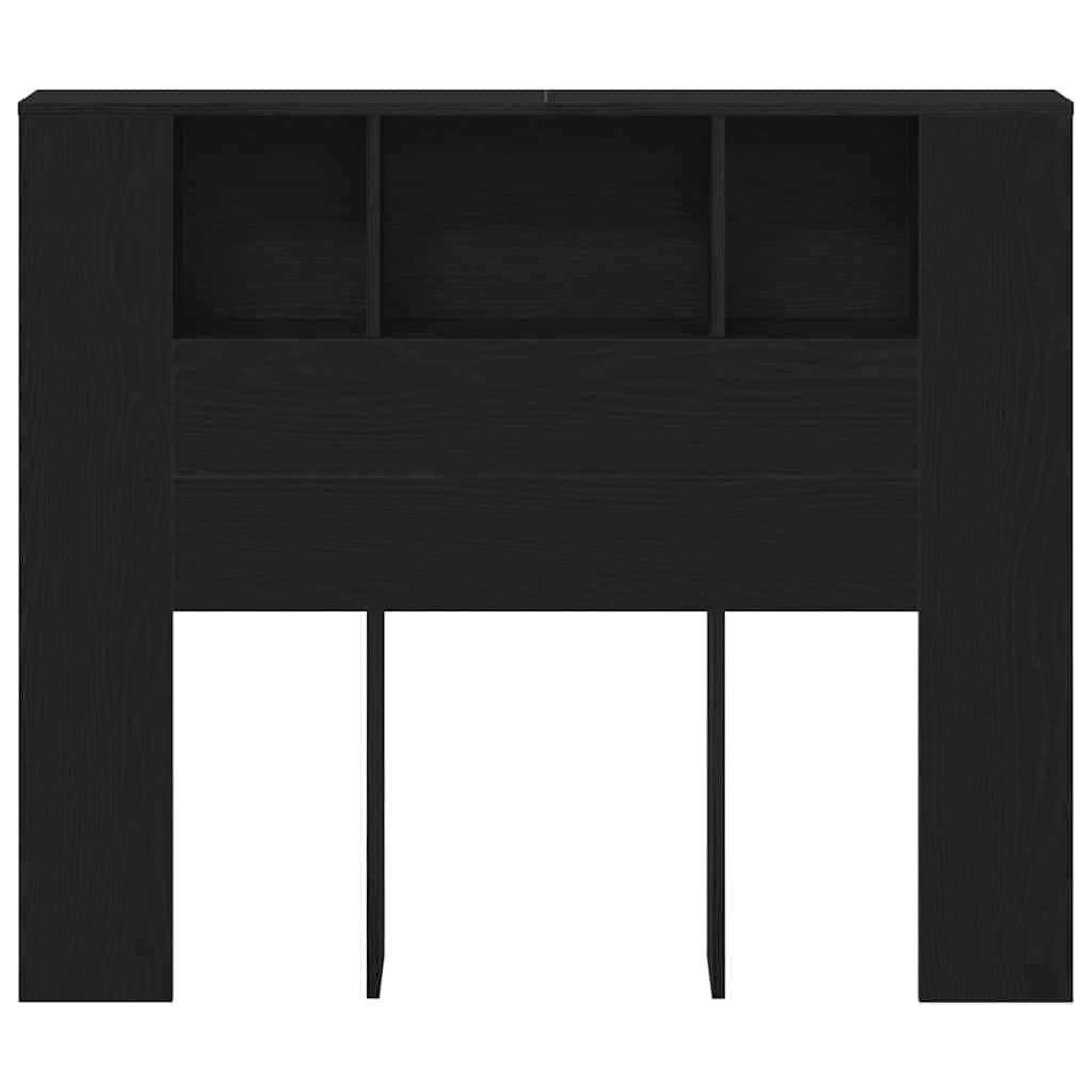 vidaXL Headboard Cabinet with Shelf Black Oak 120 x 18.5 x 102.5 cm