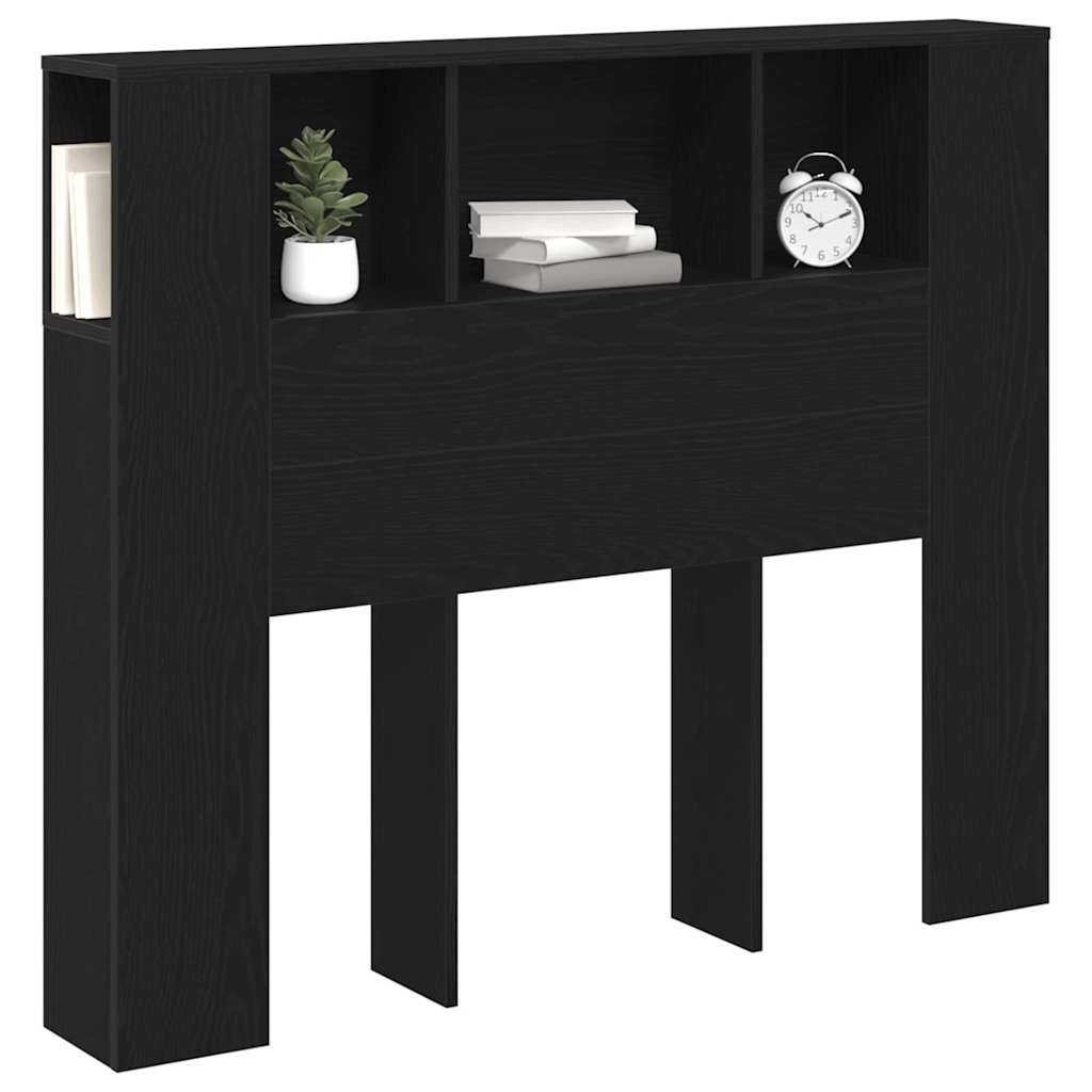 vidaXL Headboard Cabinet with Shelf Black Oak 120 x 18.5 x 102.5 cm