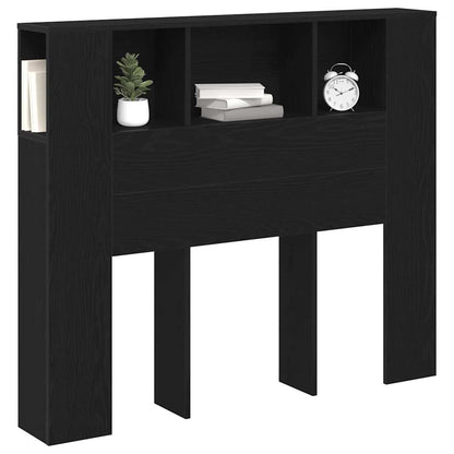 vidaXL Headboard Cabinet with Shelf Black Oak 120 x 18.5 x 102.5 cm