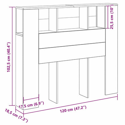 vidaXL Headboard Cabinet with Shelf Black Oak 120 x 18.5 x 102.5 cm