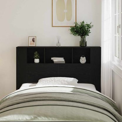 vidaXL Headboard Cabinet with Storage Black Oak Engineered Wood