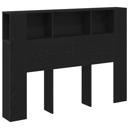 vidaXL Headboard Cabinet with Storage Black Oak Engineered Wood