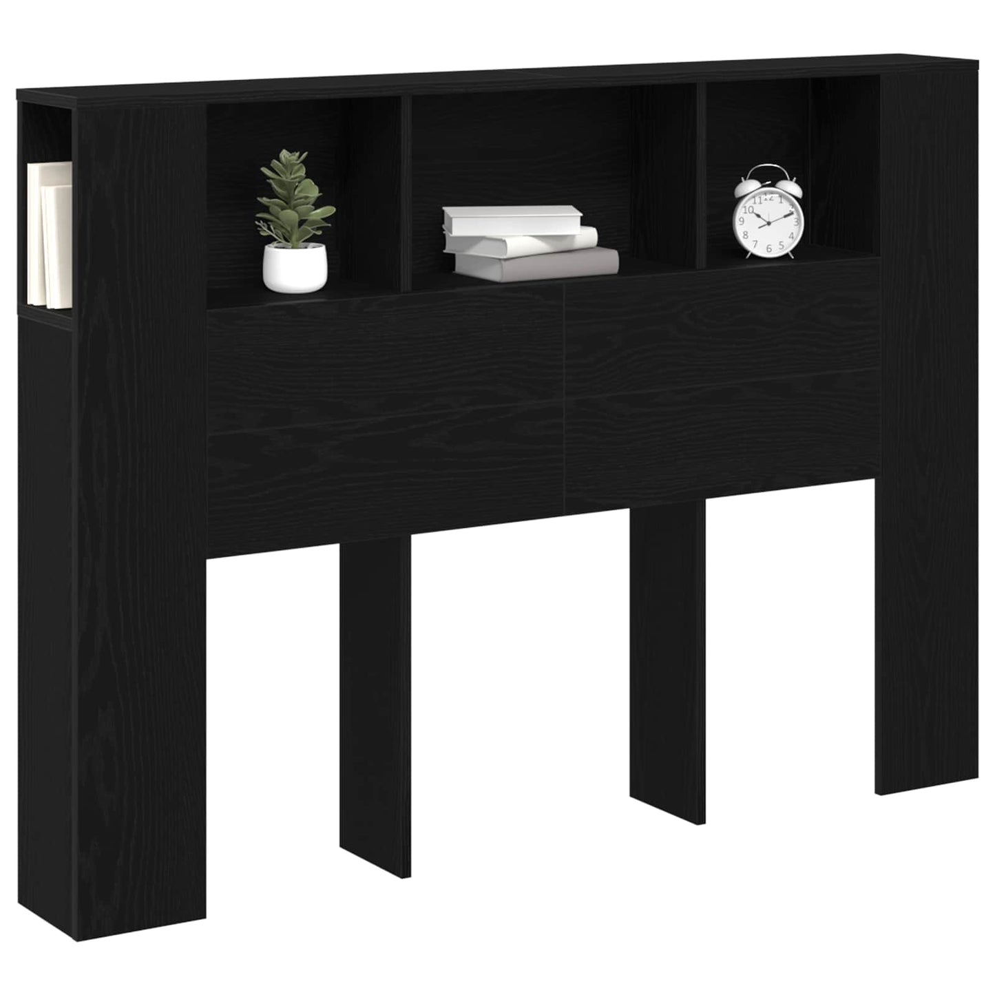 vidaXL Headboard Cabinet with Storage Black Oak Engineered Wood