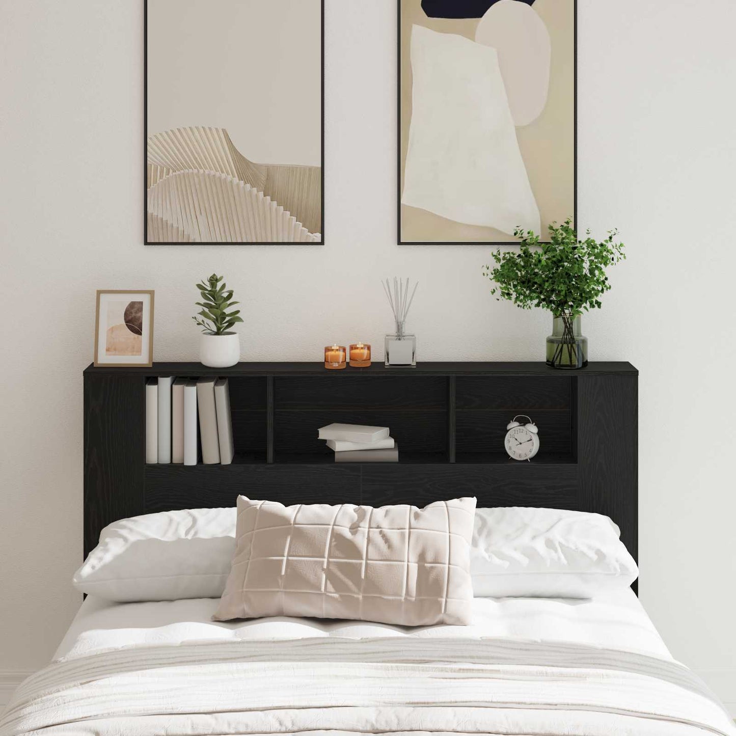 vidaXL Headboard Cabinet with Storage Black Oak Engineered Wood