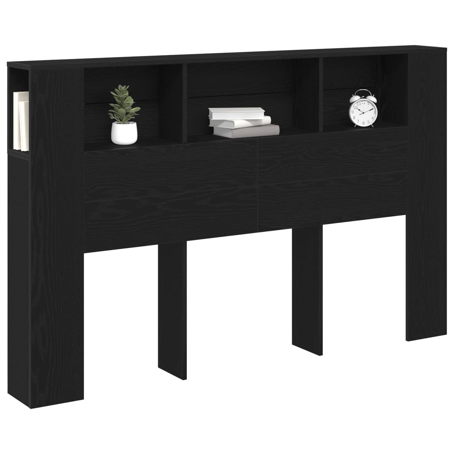 vidaXL Headboard Cabinet with Storage Black Oak Engineered Wood