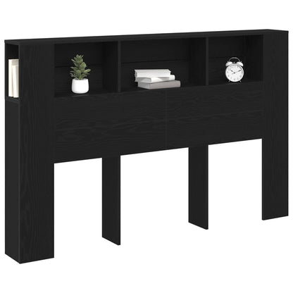 vidaXL Headboard Cabinet with Storage Black Oak Engineered Wood