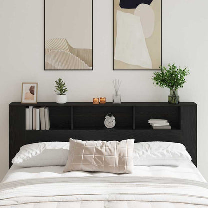 vidaXL Headboard Cabinet with Shelf Black Oak 200 x 18.5 x 102.5 cm