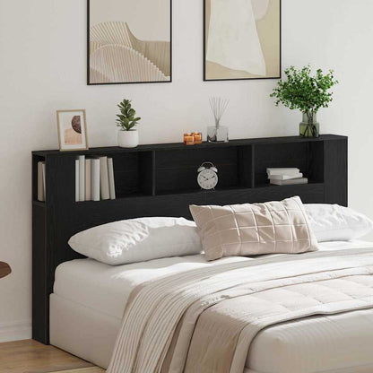 vidaXL Headboard Cabinet with Shelf Black Oak 200 x 18.5 x 102.5 cm
