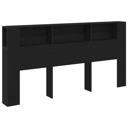 vidaXL Headboard Cabinet with Shelf Black Oak 200 x 18.5 x 102.5 cm