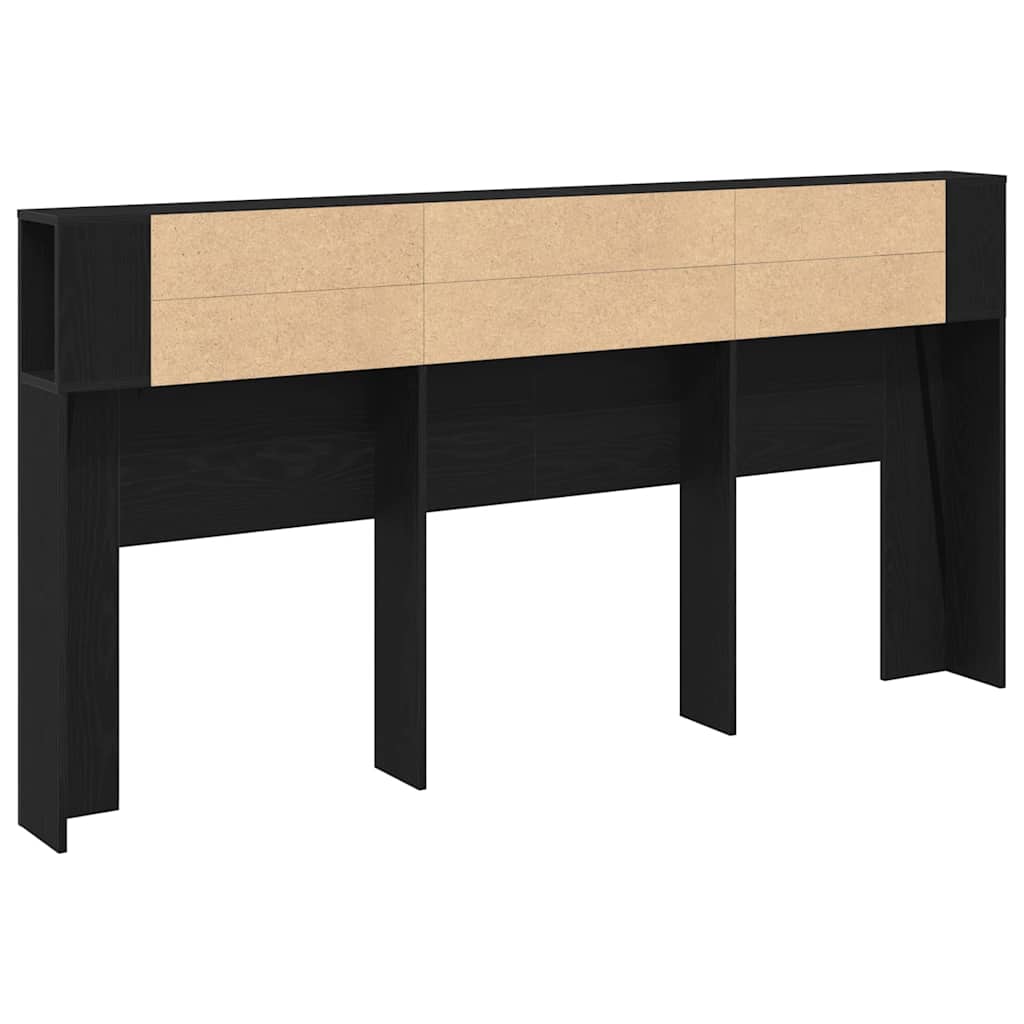 vidaXL Headboard Cabinet with Shelf Black Oak 200 x 18.5 x 102.5 cm