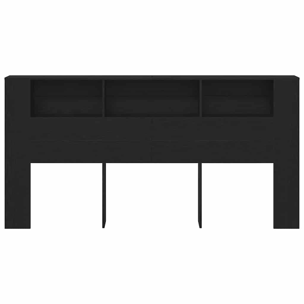 vidaXL Headboard Cabinet with Shelf Black Oak 200 x 18.5 x 102.5 cm