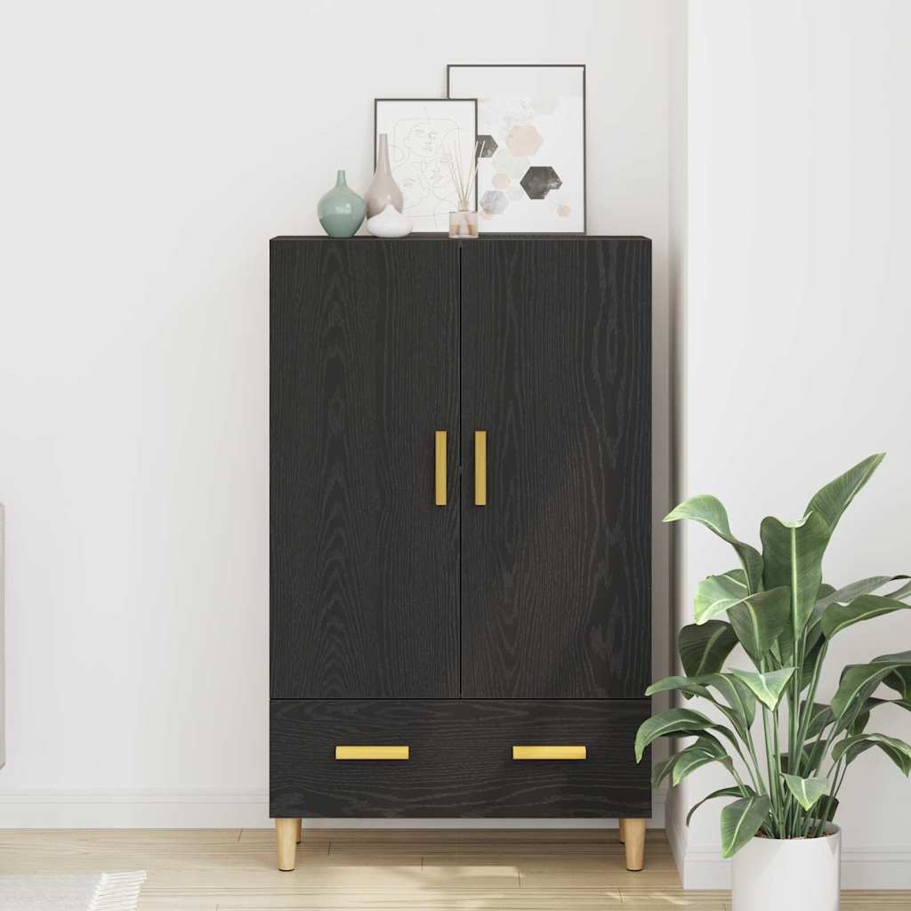 vidaXL Highboard Black Oak 70 x 31 x 115 cm Engineered Wood
