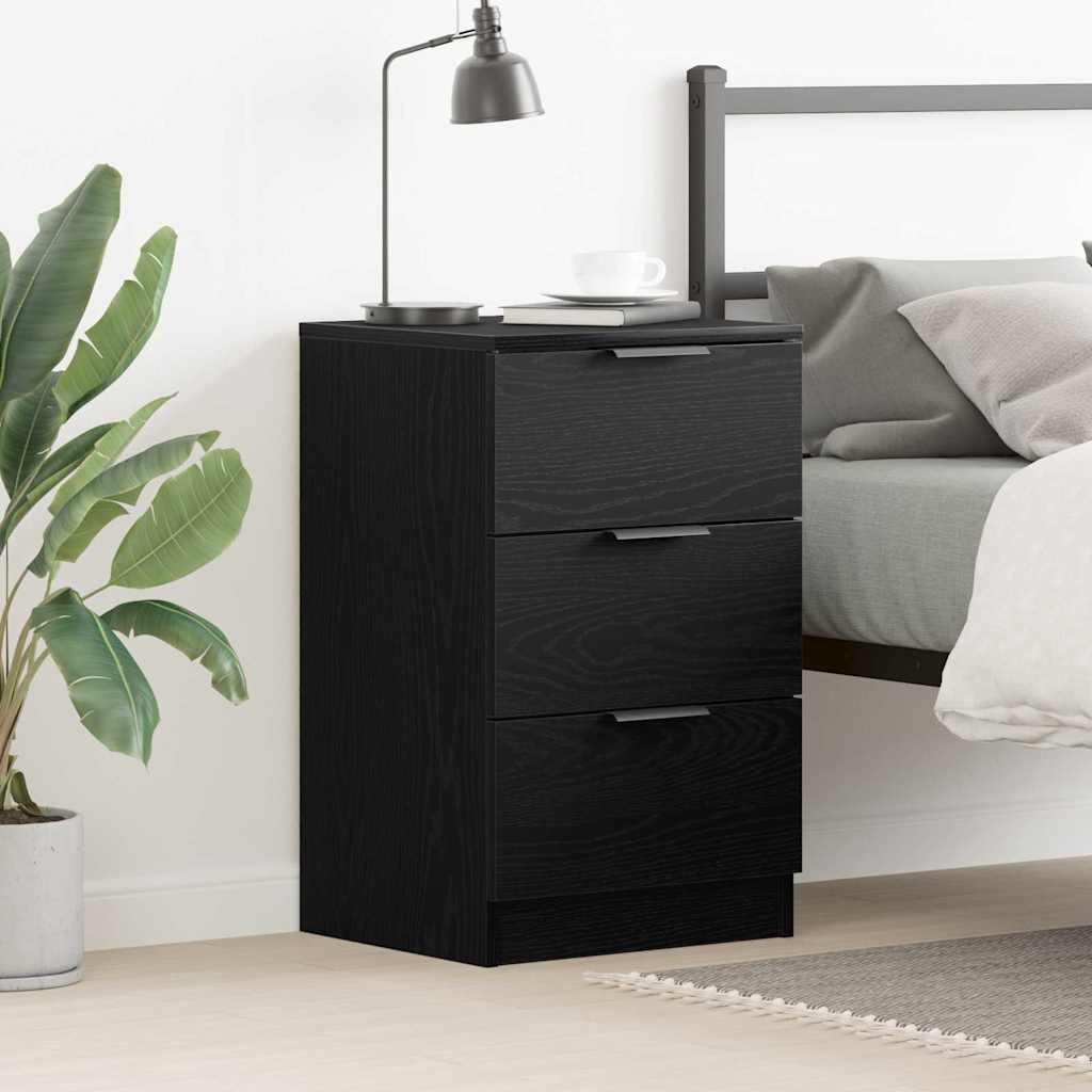 vidaXL Bedside Cabinet Black Oak 40 x 65 x 65 cm Engineered Wood