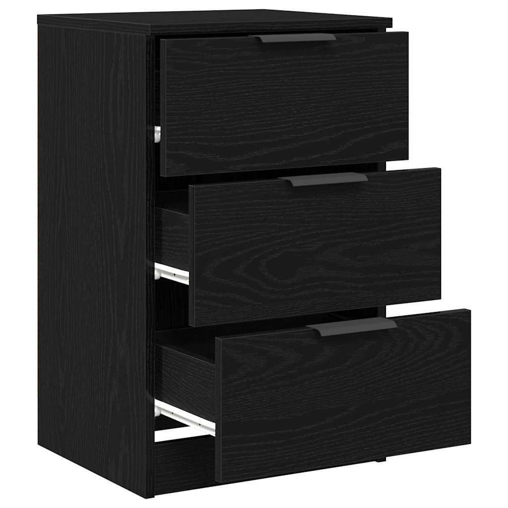 vidaXL Bedside Cabinet Black Oak 40 x 65 x 65 cm Engineered Wood