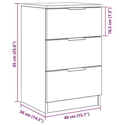 vidaXL Bedside Cabinet Black Oak 40 x 65 x 65 cm Engineered Wood
