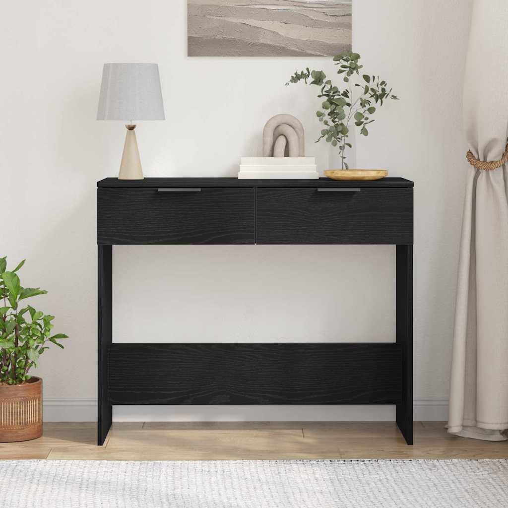 vidaXL Console Table Black Oak 30 x 36 x 75 cm Engineered Wood